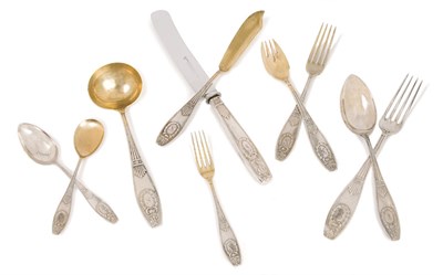 Lot 1218 - Continental Silver Flatware Service Comprising...
