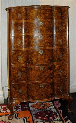 Lot 231 - Queen Anne Style Burl-Wood Chest of Drawers...