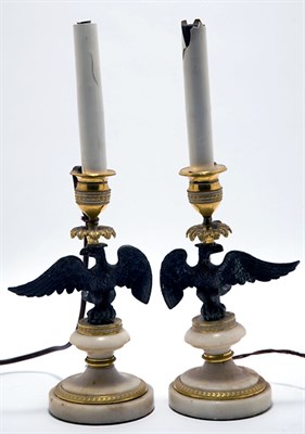 Lot 3233 - Pair of Late Regency Gilt and Patinated-Bronze...
