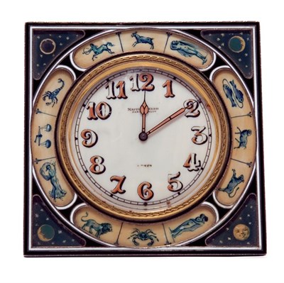 Lot 1227 - French Enameled Silver Astrological Desk Clock...