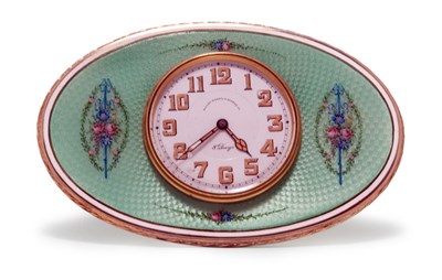 Lot 1228 - Gilt and Guilloche Enameled Silver Travel...