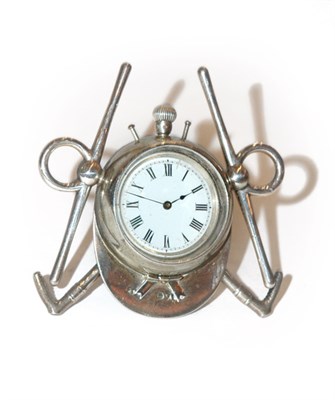 Lot 3301 - English Silver Small Desk Clock