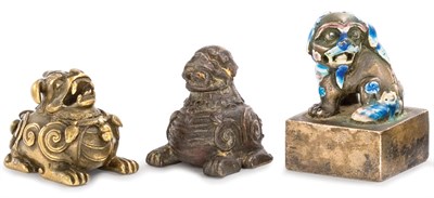 Lot 198 - Two Chinese Bronze Scroll Weights 18th/19th...