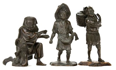 Lot 53 - Group of Three Japanese Bronze Figures 19th...
