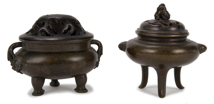 Lot 127 - Two Chinese Bronze Censers 19th Century...