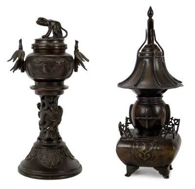 Lot 35 - Two Japanese Bronze Censers 19th Century...