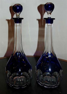 Lot 415 - Pair of Bohemian Cobalt Cut to Clear Glass...
