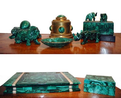 Lot 483 - Group of Malachite Decorations Including three...