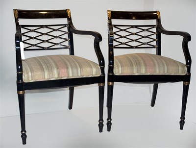 Lot 521 - Pair of Regency Style Parcel Gilt and Black...