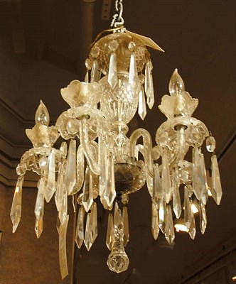 Lot 555 - George III Style Crystal Five-Light Chandelier...