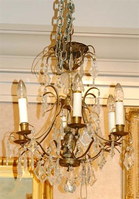 Lot 557 - Louis XV Style Brass and Glass Six-Light...