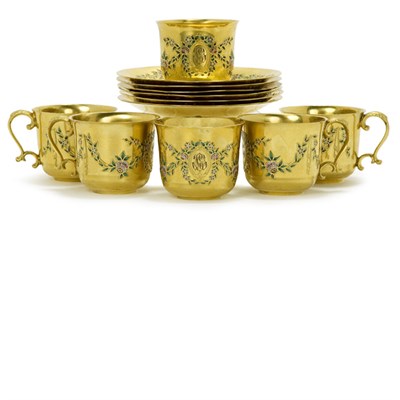 Lot 1410 - Set of Cloisonne Enameled Gilt-Metal Demitasse...
