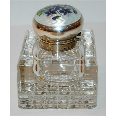 Lot 1216 - Edward VII Silver Mounted Cut Glass Inkwell...