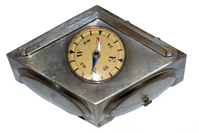 Lot 3264 - Continental Silver Desk Clock and Weather...