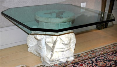 Lot 3211A - Marble Capital with Glass Top Height 15 1/2...