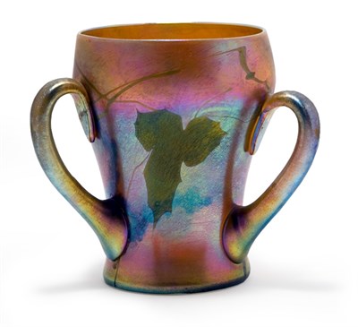 Lot 1491 - Tiffany Gold and Green Favrile Glass Loving...