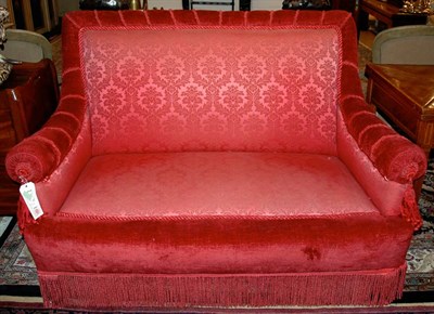 Lot 3163 - Red Velvet and Rose Damask Upholstered...