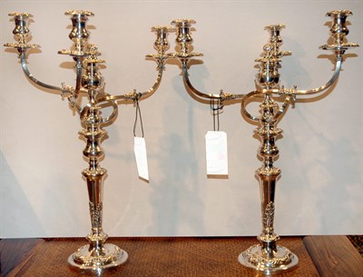Lot 3287 - Pair of Silver Plated Four-Light Candelabra