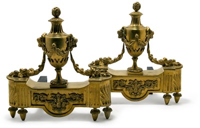 Lot 1099 - Pair of Louis XVI Style Gilt-Metal Chenets...