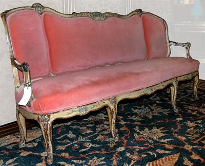 Lot 3483 - Louis XV Style Painted Wood Canape Length 6 feet.