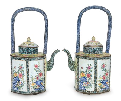 Lot 285 - Two Chinese Enamel Teapots Early 19th century...
