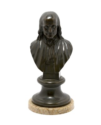 Lot 1095 - Bronze Bust of Benjamin Franklin Modeled in...