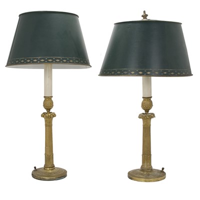 Lot 1106 - Pair of Empire Style Gilt-Bronze Candlesticks...