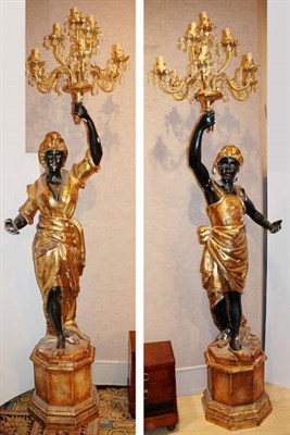 Lot 4119A - Pair of Blackamoor Ten-Light Floor Lamps...