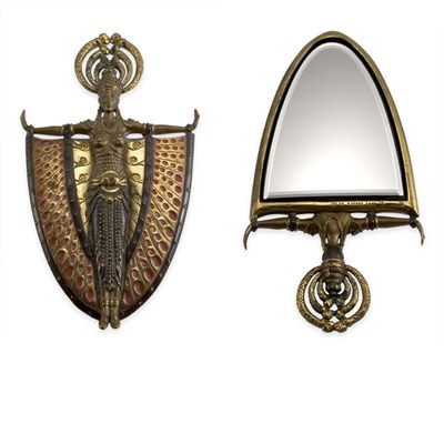 Lot 373 - Art Deco Style Cold Painted Bronze Hand Mirror...