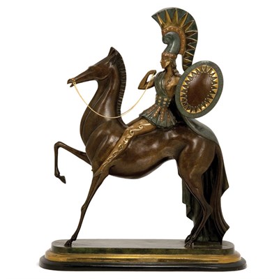 Lot 319 - Cold Painted Bronze Equestrian Group The...