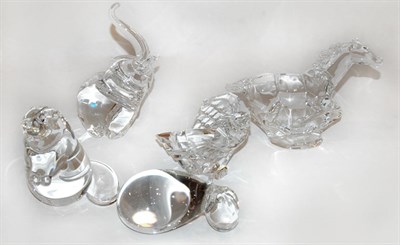 Lot 3263 - Five Steuben Glass Animals Comprising Beaver...