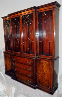 Lot 3465 - George III Style Mahogany Breakfront Height 7...