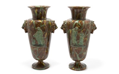 Lot 192 - Pair of Majolica Urn-Form Vases Second half of...
