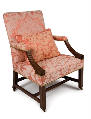 Lot 2128 - Chippendale Mahogany Upholstered Lolling Chair...
