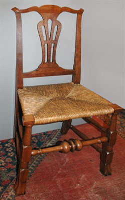 Lot 2127 - Chippendale Cherry Rush Seat Side Chair New...