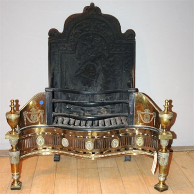 Lot 280 - George III Brass and Cast Iron Fire Basket...