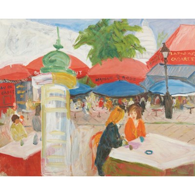Lot 70 - Albert Mohr American, b. 1918 At the Cafe,...