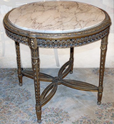 Lot 3472 - Louis XVI Style Marble Top Parcel Gilt and...