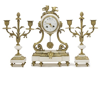 Lot 1380 - Louis XVI Style Gilt-Metal and Marble Clock...