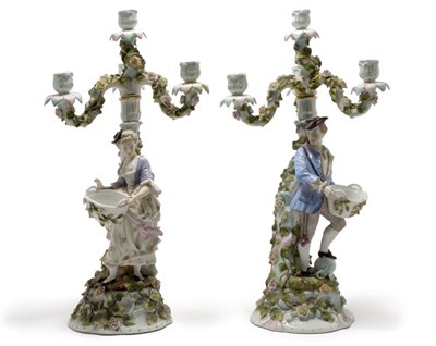 Lot 3466 - Pair of Meissen Style Floral Decorated...