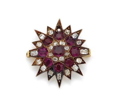 Lot 462 - Antique Gold, Ruby and Diamond Starburst Brooch