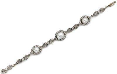 Lot 508 - Antique Button Pearl and Diamond Bracelet