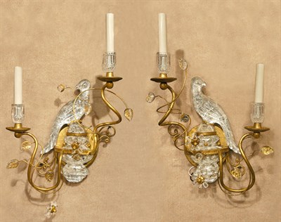 Lot 3405 - Pair of Gilt-Metal and Glass Bird-Form...