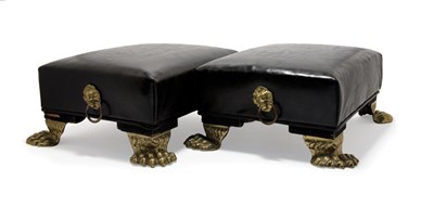 Lot 511 - Pair of Georgian Style Brass Leather...