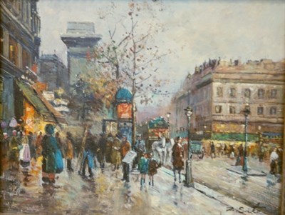 Lot 1062 - French School 20th Century Bustling Parisian...