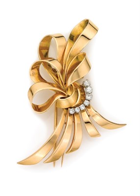 Lot 17 - Gold and Diamond Bow Clip