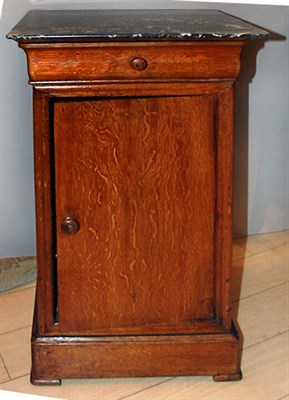 Lot 3423 - Pair of Marble Top Oak Bedside Cabinets Height...
