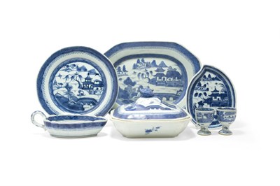 Lot 2271 - Group of Canton Blue and White Porcelain...