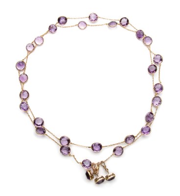 Lot 463 - Long Antique Gold and Amethyst Chain Necklace