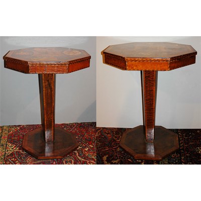 Lot 1078 - Pair of Art Deco Marquetry Inlaid Walnut Side...